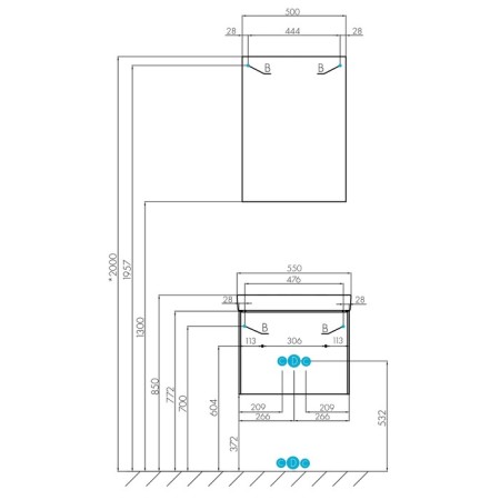 Tumbing under the Aquaton Asti sink, 55 cm, white gloss color, white matte-6