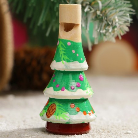 Whistle "Christmas tree", 3x7 cm, mix, manual painting-2