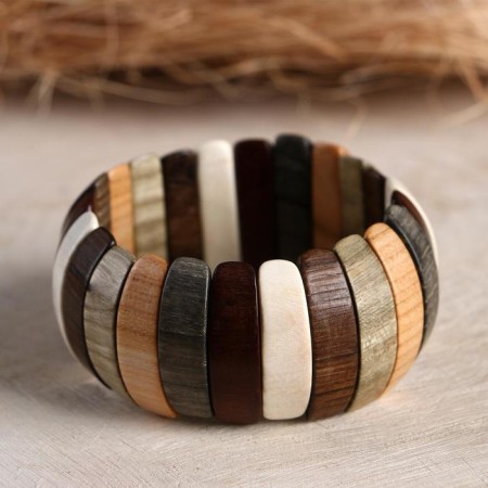 Astra bracelet, wood, mix, d = 8cm,
