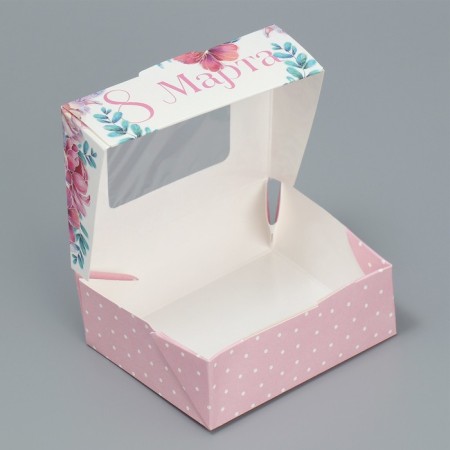 Confectionery packaging, a box with lamination "March 8", 10 x 8 x 3.5 cm-1