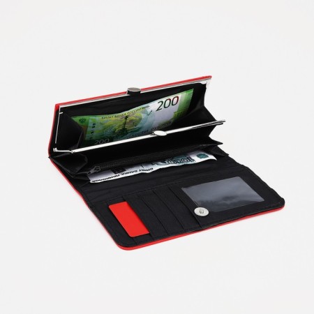 Women's wallet on magnet, red color-2
