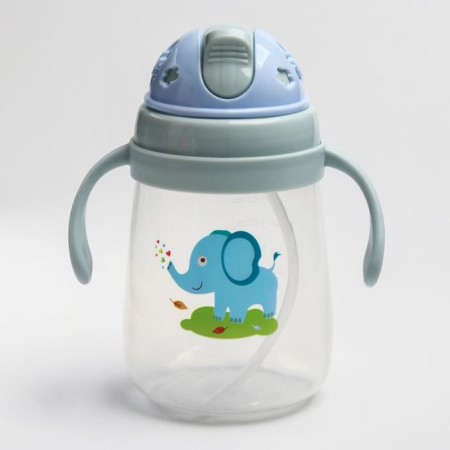 A drinker with a silicone tube and handles, 400 ml., Mix color-4