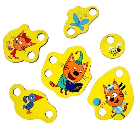 Toy wooden lacing "House of Cats" "Three Cats"-2