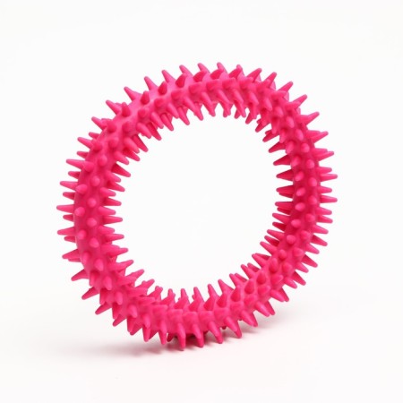 Dog toy "Ring with spikes", 12.5 cm, pink-1