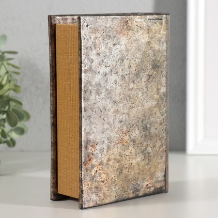 Broke-book wood, leatherette "feather and inkwell" embossing, under metal 16.5x11.2x5 cm-3
