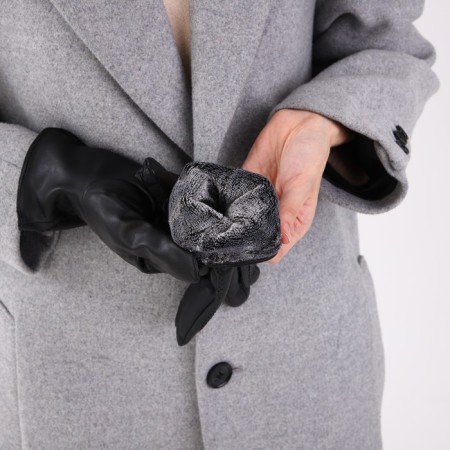 Female gloves, size 9, with insulation, black color-2