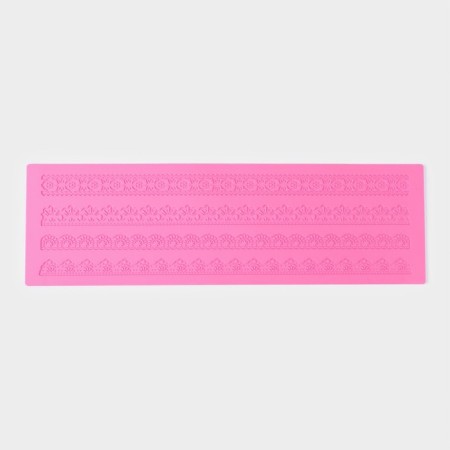 Silicone rug for icing Dalyan "Narrow stripes", 39 × 12 cm, pink color-3