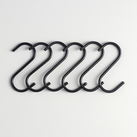 A set of hooks for railing deeds, d = 2.2 cm, 7 cm, 6 pcs, black color