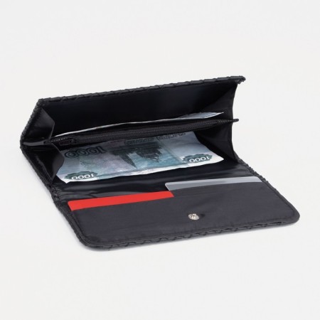 Women's wallet on the button, black color-3