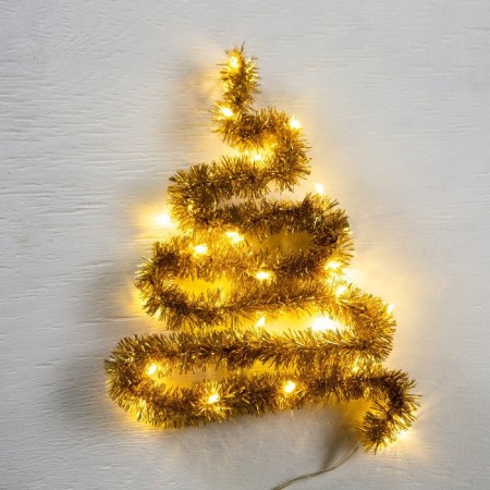 Garland "Mishura" 1 m Rosa, IP20, golden thread, 22 LED, 8 layers, D = 3 cm, glow warm white, CR2032X2