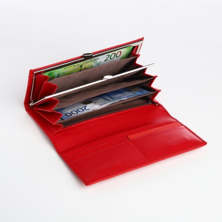 Women's wallet on magnet, red color-3