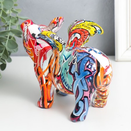 Souvenir Polystone "Pig with Wings" graffiti mix 8.5x18x13 cm-4