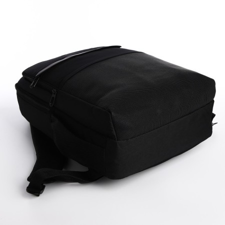 Male backpack on lightning, 3 outer pockets, a USB connector, a suitcase mount, dark gray color-4