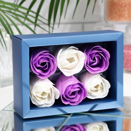 Soap roses, white and purple, set of 6 pcs.-1