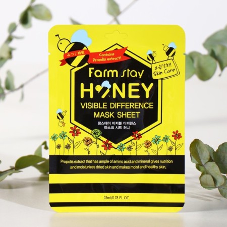 Restoring mask with Propolis Farmstay Visible Difference Mask Sheet Honey, 23 ml