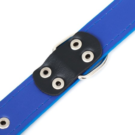 A collar made of artificial leather with a wool for engraving 52 x 2.5 cm, Osh 35-45 cm, blue-7