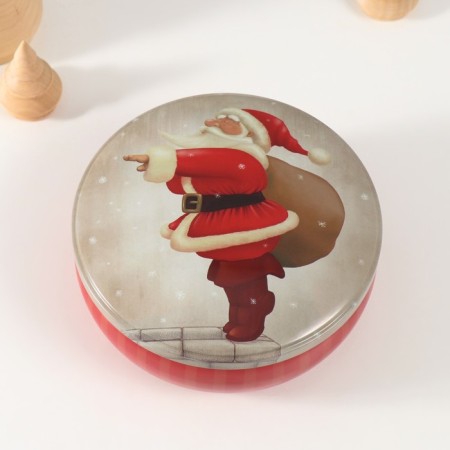 Casket Metal Circle "Dancing Santa Claus" 13x13x6 cm
