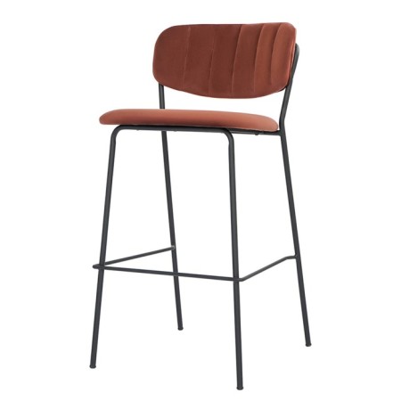 Bar stool Eirill, 560 × 475 × 990 mm, velor, brick color-4