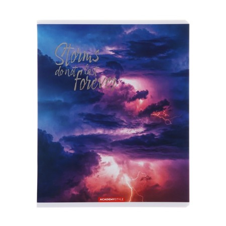Notebook 96 leaflets “Thunderstorm will pass”, cover coated cardboard, matte lamination, foil embossing, offset block, mix-2