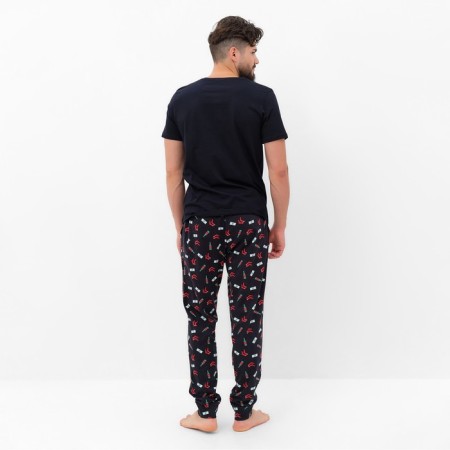Pajama New Year's male KAFTAN "Chill Bro", black color, size 52-3