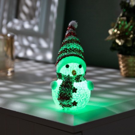 Christmas tree toy "Red Snowman" 8 cm, batteries, glow of multi (RGB)-2