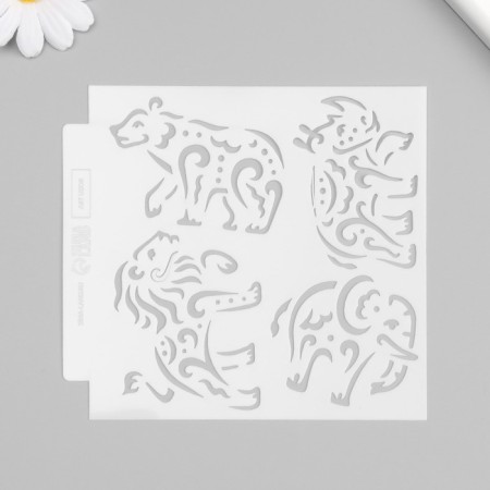 African animals "animals. Mehendi" 13x13 cm stencil-3