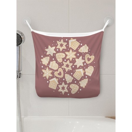 Organizer in a bath on suction cups "Festive cookies", for storing toys and trifles, size 33x39 cm