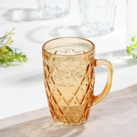 Glass mug, 400 ml, color and texture mix-3