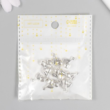 Decor Metal for creativity "Apple with a leaf" silver 1.4x1x0.6 cm-3