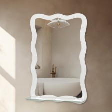 Cloud mirror, with sandblasting graphics, wall, with a shelf, 40.5 × 60 cm