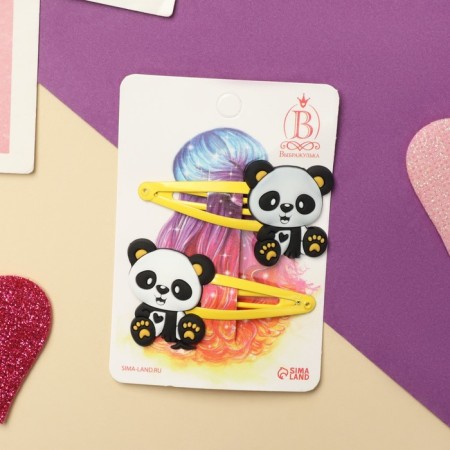 Invisibility for hair "Princess" (set 2 pcs) Panda, 5.5 cm, yellow-1
