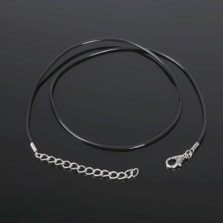 Rubber lace d = 1.5 mm, 45 cm with an extension cord, black color