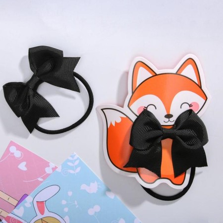 Hair elastic band with a fox bow 9.5 x 8 cm-2