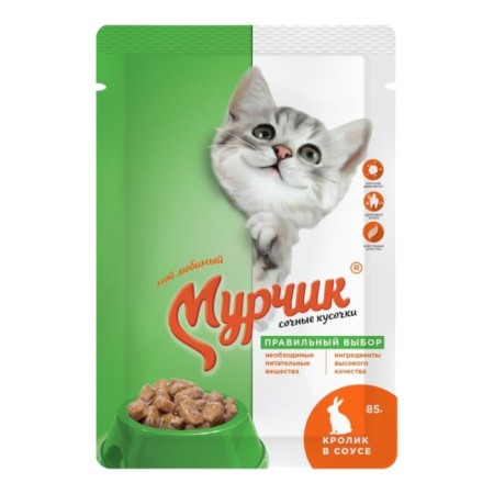 Canned food murchik for cats, rabbit in sauce, 75 g