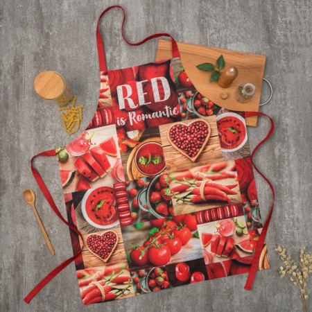 Apron Ethel Red 70x60 cm, 100% cotton, sarzha 190 g/m²