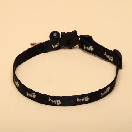 Fly collar "fish" luminous, with a bell and suspension, 30 x 1 cm, polyester, black-1