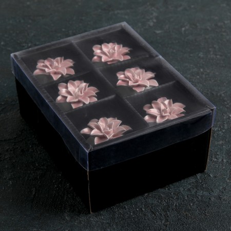Ceramic ring for napkins "Flower", 5.5 × 4.5 × 6.5 cm, pink color-3