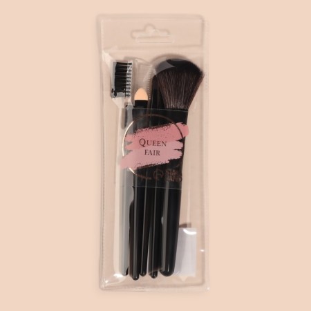 A set of makeup brushes, 5 items, PVC chech, black color-4