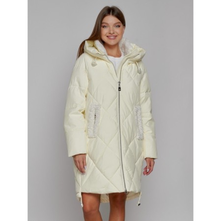 Coat insulated winter female, size 48, color light yellow-13