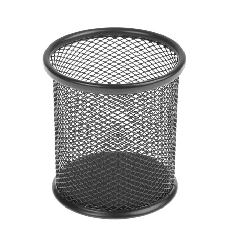 A glass for writing accessories, round, metal, black-3