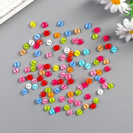 Buttons plastic for creativity 2 punctures "colored buttons" set of 100 pcs 0.6x0.6 cm