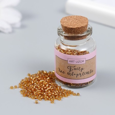 12/0 round beads in the bottle "golden" transparent-color 20 g