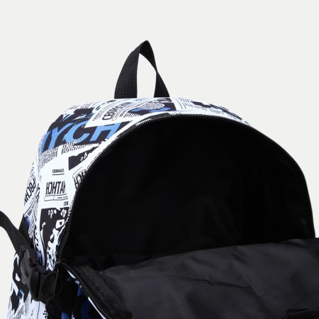 Young backpack from textiles on lightning, 3 pockets, blue color-5