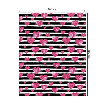 The tablecloth “Hearts and strips”, rectangular, Saten, size 145x180 cm-1