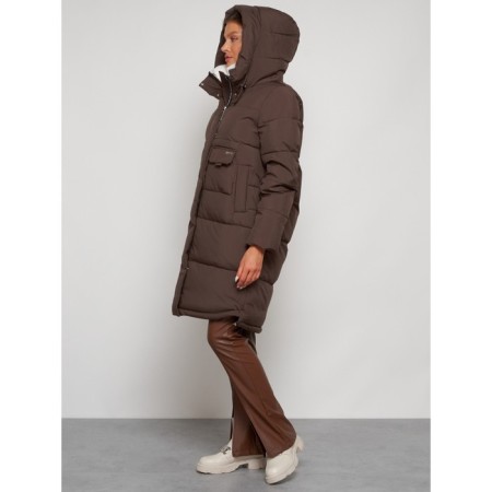Coat insulated winter female, size 52, brown color-5