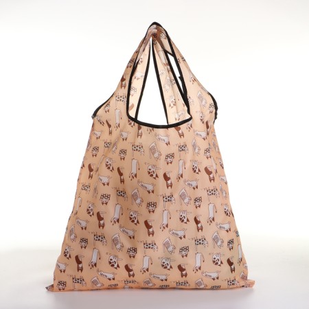 Household bag without fastening, folding, beige color-1