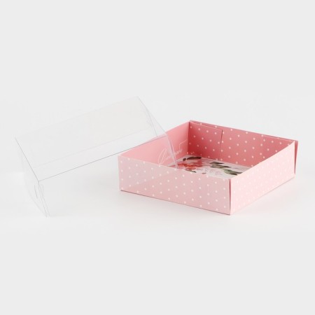 Confectionery packaging, Makarun box with PVC lid, “for you”, 12 x 12 x 3 cm-1