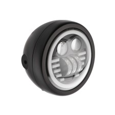 Motorcycle headlight, 14 × 16 cm, 12 V, 30 watts, 2160 lm, wire 15 cm, white-yellow light