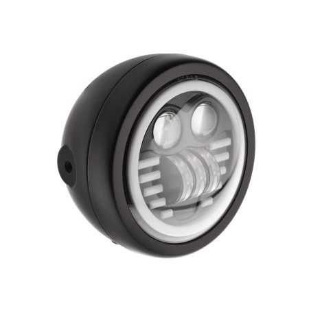 Motorcycle headlight, 14 × 16 cm, 12 V, 30 watts, 2160 lm, wire 15 cm, white-yellow light