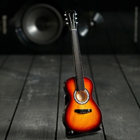 Souvenir guitar "acoustic" brown, on a stand 24x8x2 cm